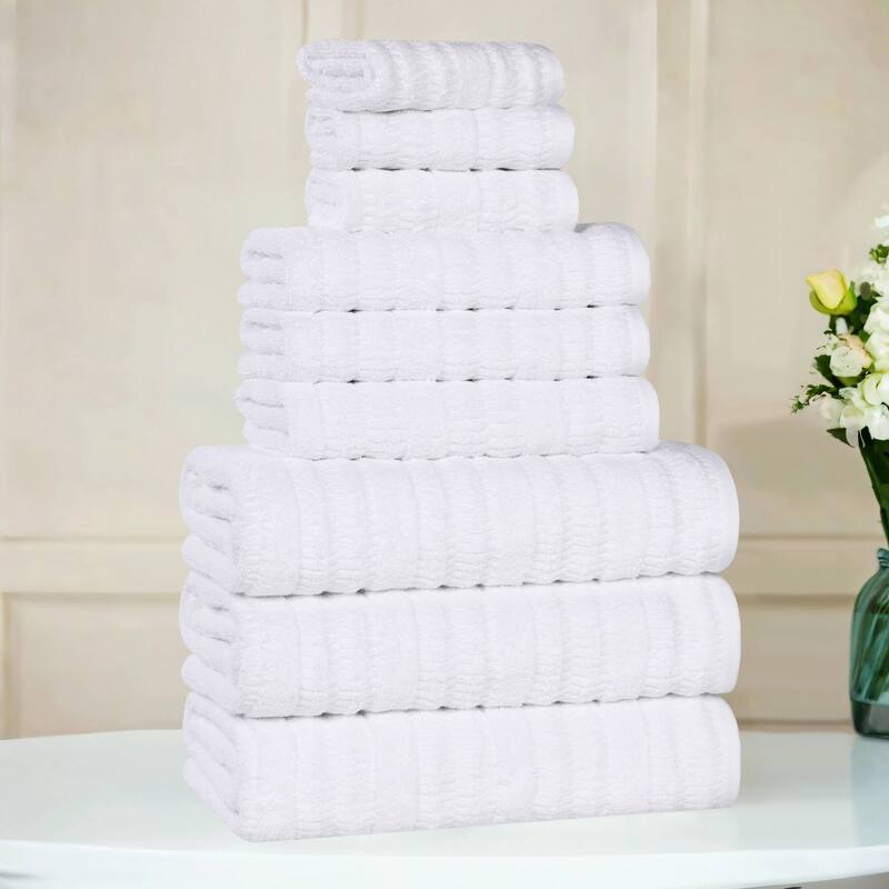 Superior Mika Smart Twist Viscose Cotton Blend 9 Piece Towel Set - White