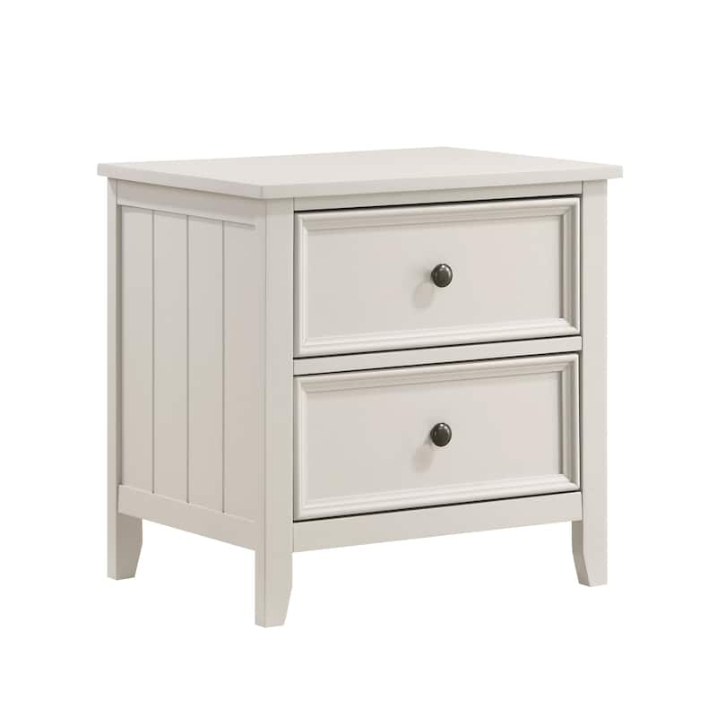 Classic White Finish Bedroom Nightstand of 2 Drawers Storage 1pc Modern Furniture Farmhouse Style Bedside Table