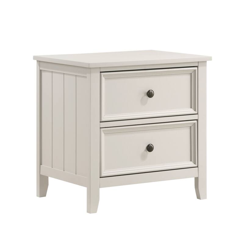 Classic White Finish Bedroom Nightstand with 2 Dovetail Drawers