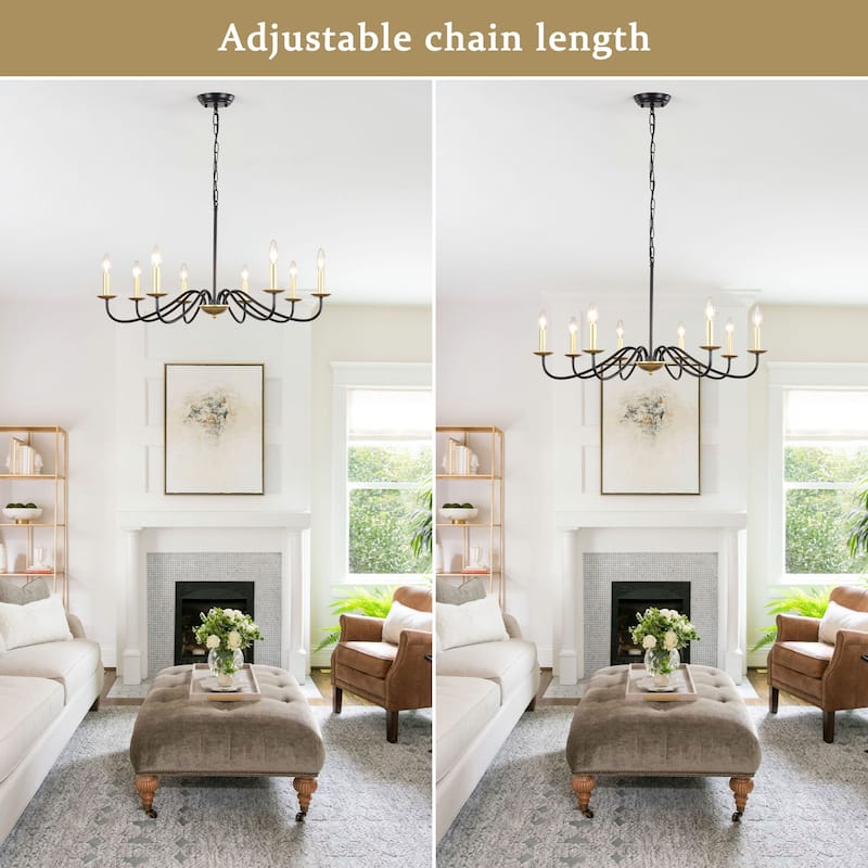 8-Light 30.7 in. Farmhouse Chandeliers for Bedroom Living Room Study