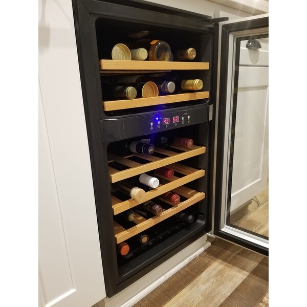SPT WC-2463W Dual-Zone Thermo-Electric Wine Cooler with Wooden Shelves 24 Bo... 
