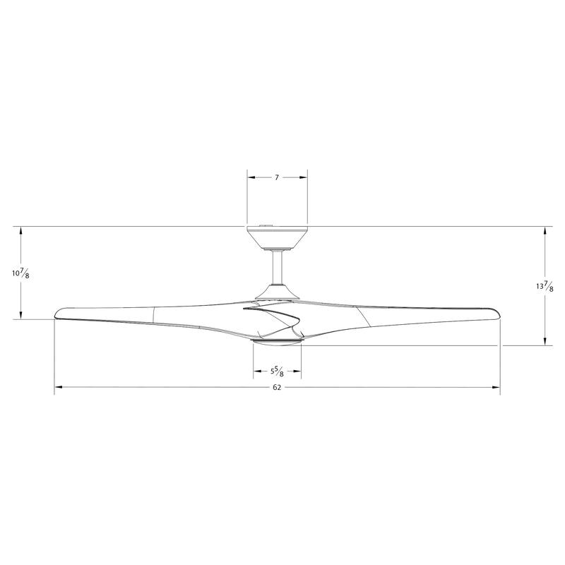 Zephyr Indoor and Outdoor 3-Blade Smart Ceiling Fan 62in with 3000K LED Light Kit and Remote Control with Wall Cradle