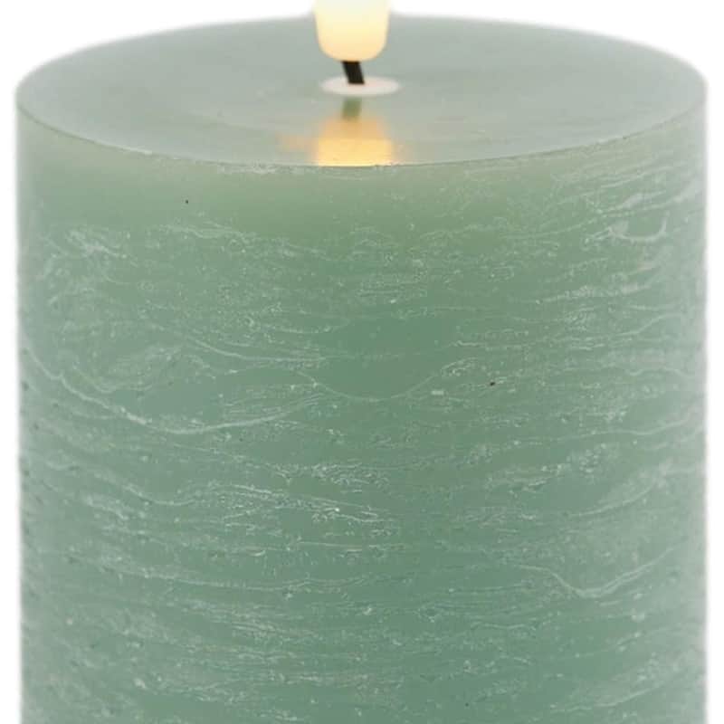 Set of Two Green Flameless Pillar Candles
