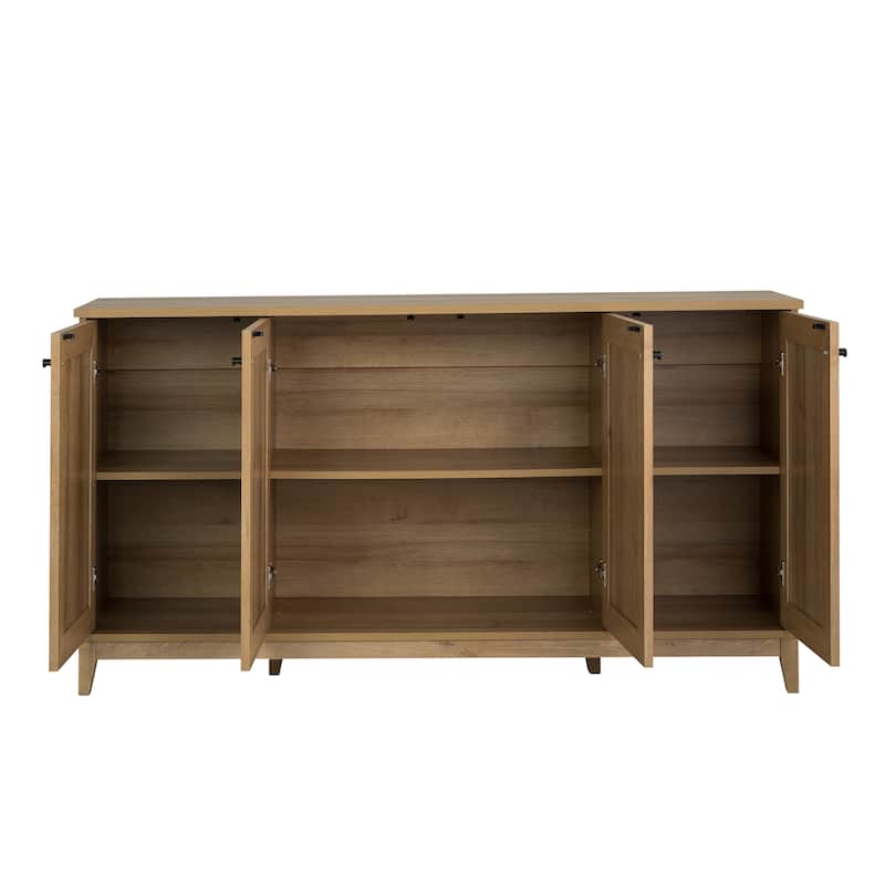 Prepac Yaletown 4 Panel Door 60"W Console Table with Storage, Storage Cabinet with Doors and Shelves, Sideboard Storage Cabinet