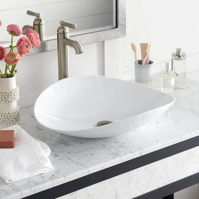 Sorrento Handmade Murano Glass Bathroom Sink - 20x17x5.25 - Bianco