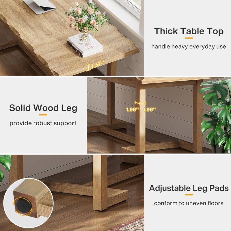 63" Rectangular Computer Desk, Modern Simple Writing Table Executive Desk for Home Office, Work & Study