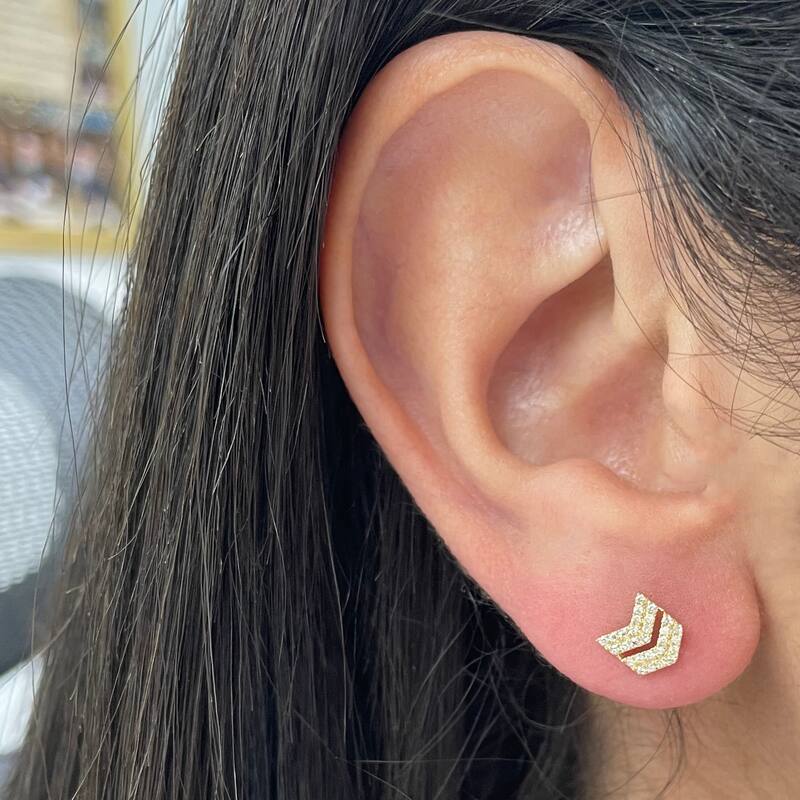 Joelle Collection Diamond Arrow Stud Earrings 14K Gold