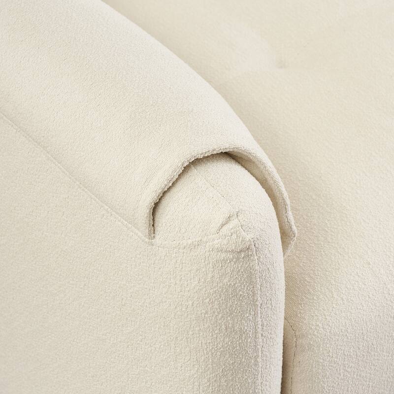 79.50 inches long, Teddy Cotton Linen Sofa Fabric, with metal conical long legs, metal strip matching, stylish and simple-Beige