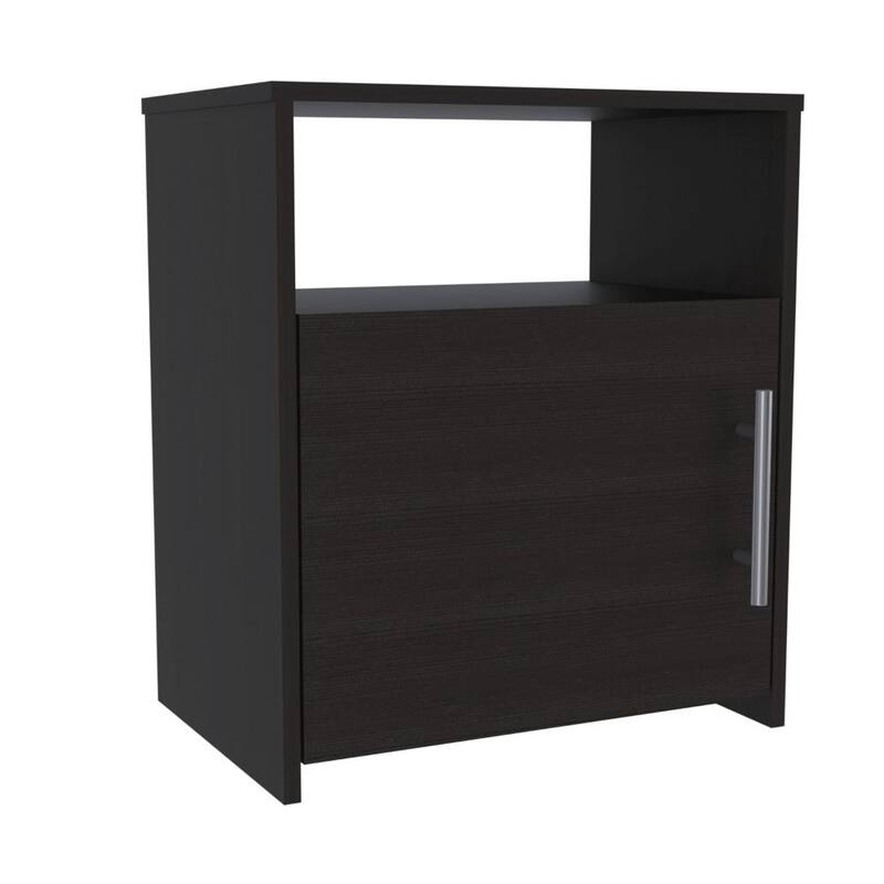 Modern Nightstand with Single Door Cabinet, Aluminum Handle, Multipurpose End Table for Bedroom or Living Room