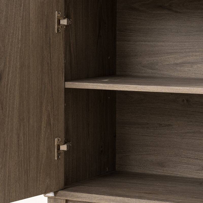 Rossetta Minimalist Style 2-Door Small Archway Mirrors Cuts Design Nightstand with Removable Interior Shelves Solid Wood Legs