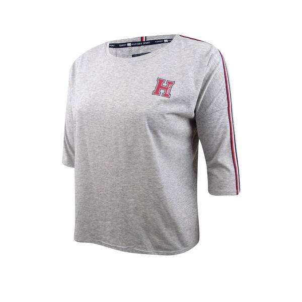 Shop Tommy Hilfiger Women S Sport Logo Elbow Sleeve T Shirt Dove