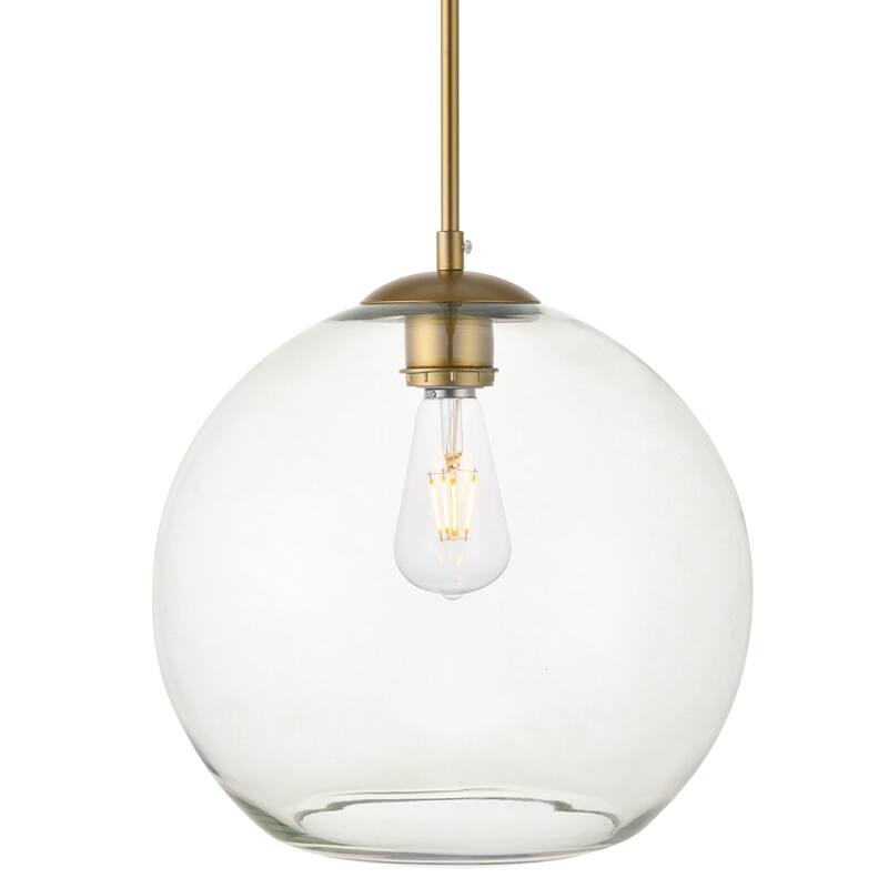 Elegant Lighting Baxter 12" Wide Single Light Pendant with Clear Glass - Brass / Clear