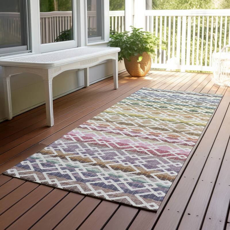 Machine Washable Indoor/ Outdoor Cabo Stripe Chantille Rug - Ivory - 2'3" x 7'6"