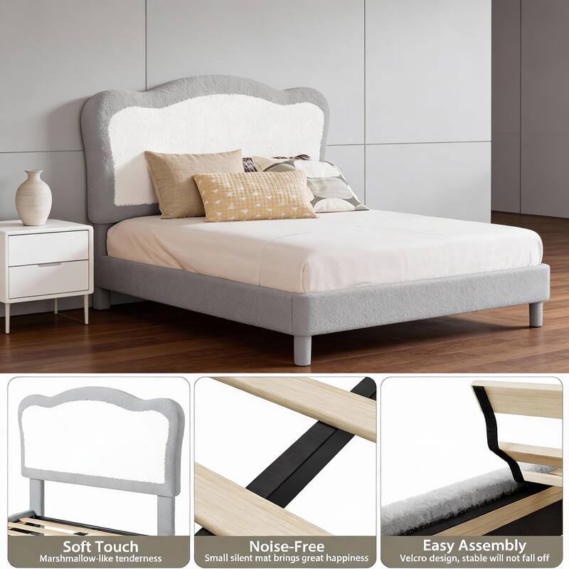 Upholstered Bed Frame, with Headboard & Footboard