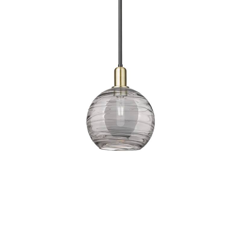 Innovations Lighting 716-1S-13-10 Athens Deco Swirl Pendant Athens - Black Antique Brass / Light Smoke Deco Swirl