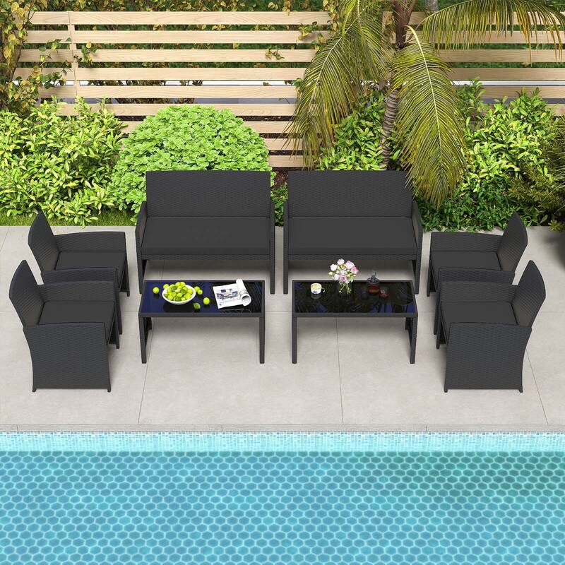 Costway 4 PCS Patio Conversation Set with Seat Cushions & Tempered - See Details