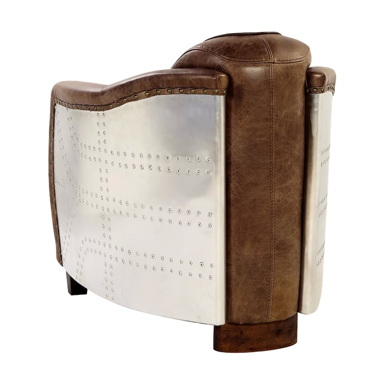 Bailee Retro Brown and Aluminum Accent Chair