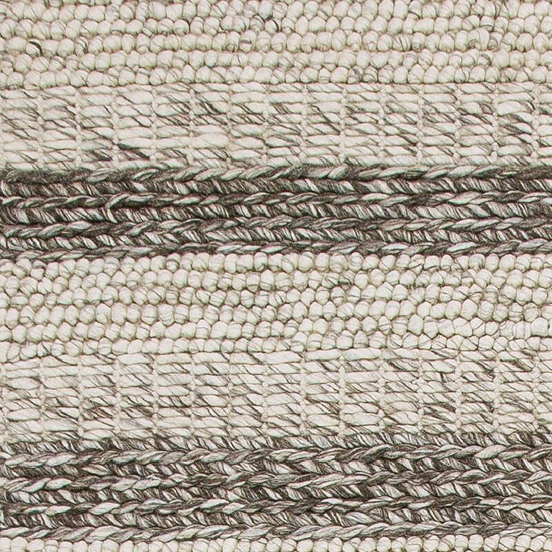 Domani Cloud White / Grey Textured Stripe Hand-Woven Wool Rug