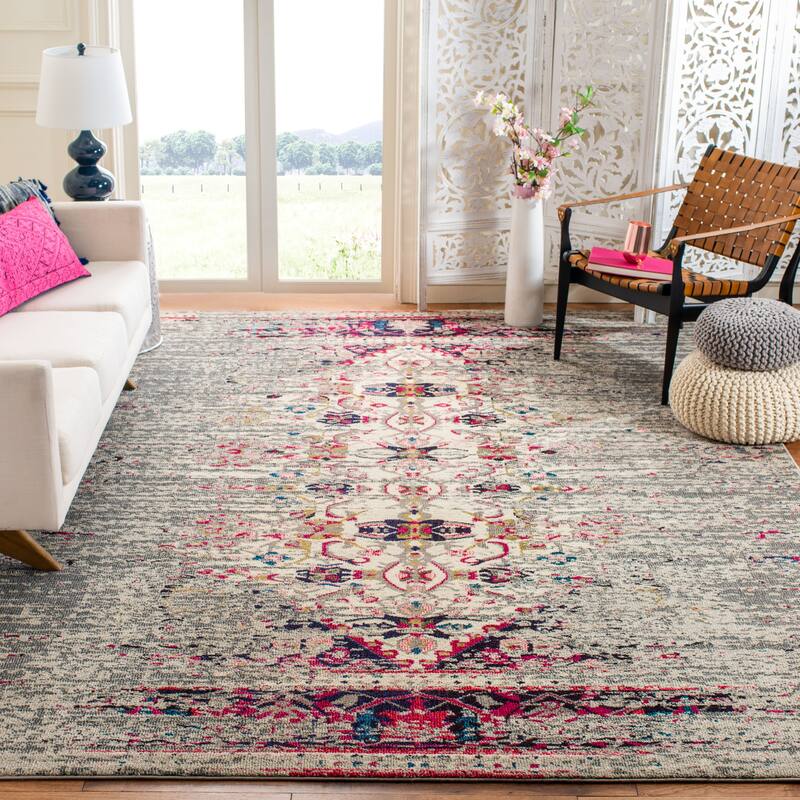 SAFAVIEH Monaco Blandine Distressed Boho Rug - 6'7" x 9'2" - Grey/Ivory - Rectangle