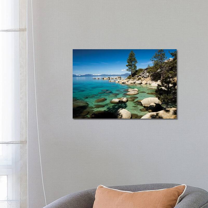 iCanvas "Rocks in a lake with mountain range in the background, Lake Tahoe, California, USA" by Panoramic Images Canvas Print - 18x26x1.5