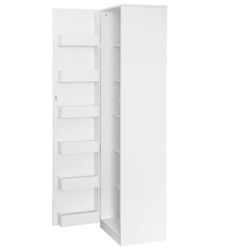 Multifunctional White Kitchen Pantry Cabinet with Doors & Shelves for Kitchen and Dinning Room