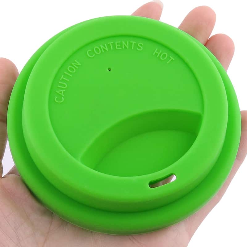 Silicone Cafe Reusable Drinking Water Tea Coffee Mug Cup Lid Cover - Green - 3.66" x 0.8"(Outer.D*H)