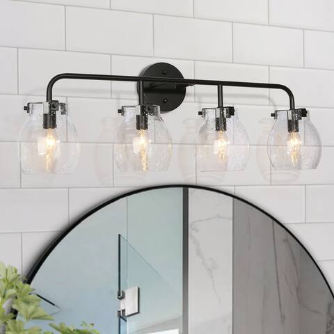 Olia Modern Black Seeded Glass Linear Bathroom Vanity Lights