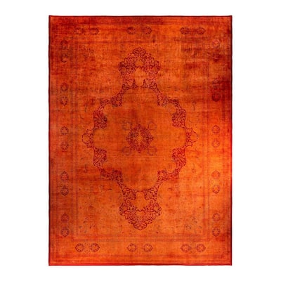 Overdyed, One-of-a-Kind Hand-Knotted Area Rug - Orange - 12' 4" x 16' 10"