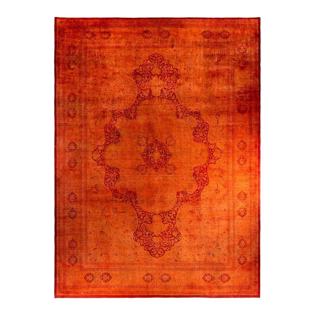 Overdyed, One-of-a-Kind Hand-Knotted Area Rug - Orange - 12' 4" x 16' 10"