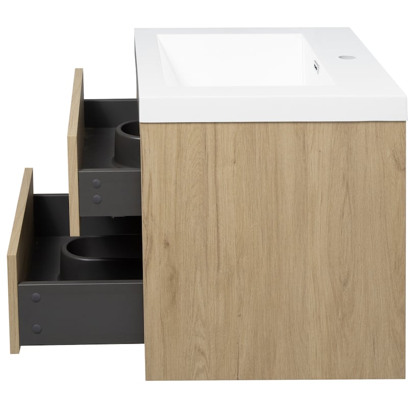 24"/30"/36"Wall Mounted Bathroom Vanity w/ Sink and Soft Close Drawers