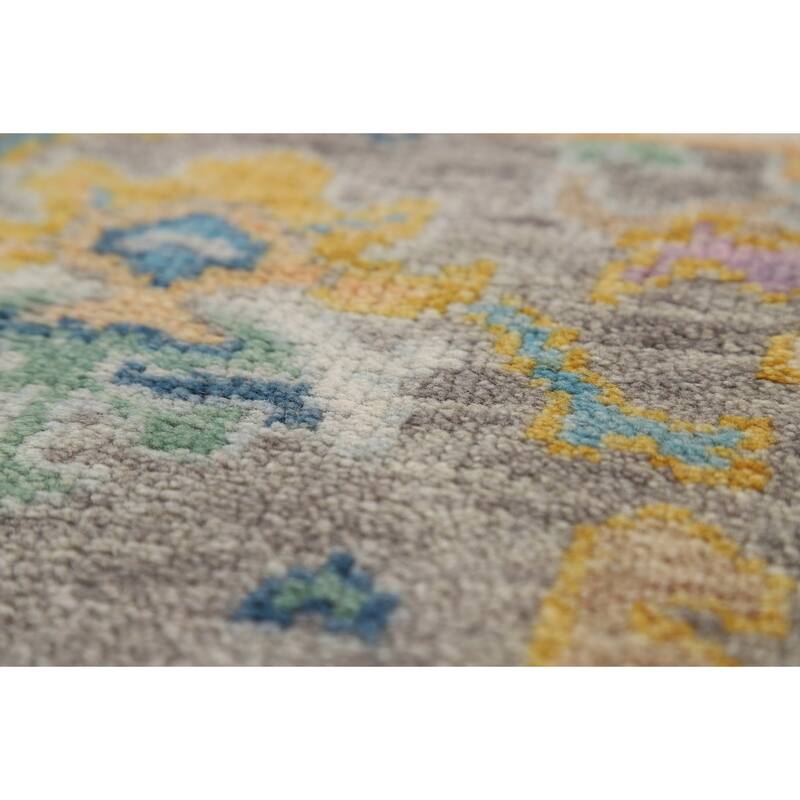 Gray Oushak Indian Foyer Rug Hand-Knotted Wool Carpet - 2'9"x 6'0"