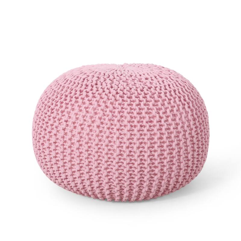 Abena Knitted Cotton Pouf by Christopher Knight Home