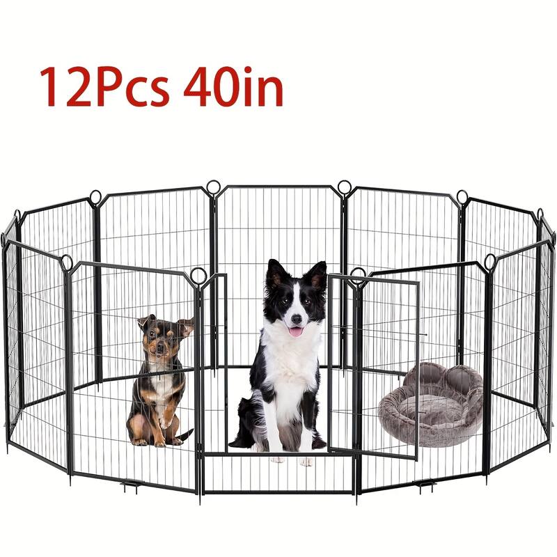 Portable Dog Playpen, Multi-Panels with Gate for Different Size Dogs - 12Pcs 40in