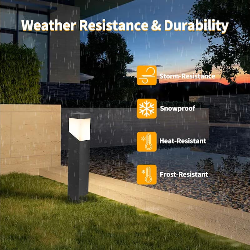 Outdoor Landscape Pathway Lights Modern Bollard Lamp Waterproof Aluminum Floor Lamp Wired with E26 Bulb Socket for Walkway