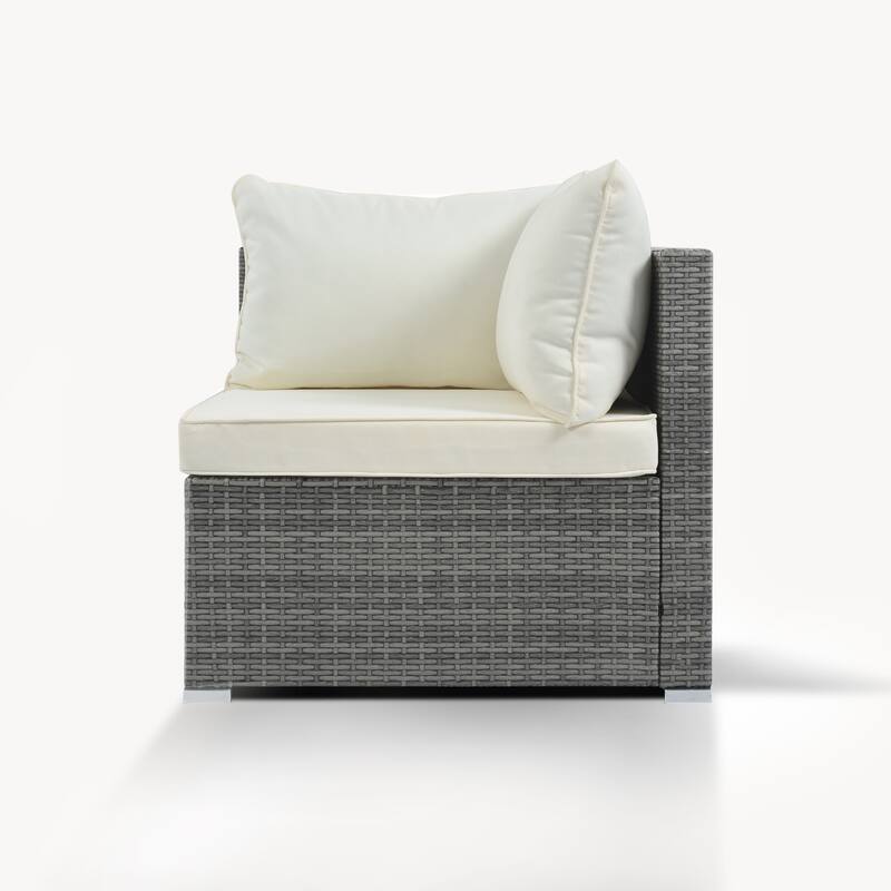 8-Pieces Outdoor Wicker Modular Sectional Sofa Set with Coffee Table, Free Combination