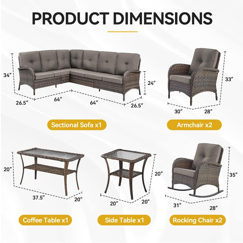 Outdoor Sectional Sofa with Cushion Funiture Set