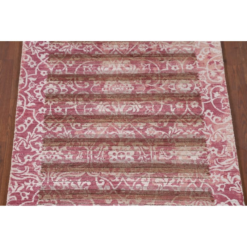 Striped / Abstract Accent Rug Hand-Knotted Modern Wool Carpet - 2'8"x 4'10"
