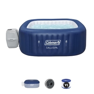 Coleman SaluSpa Atlantis AirJet Inflatable Hot Tub with 140 Soothing Jets, Blue - 71in. X 71in. X 28in.