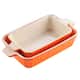 MALACASA Series Bake.Bake, Rectangle Porcelain Bakeware Set - 9"&11"  - Orange