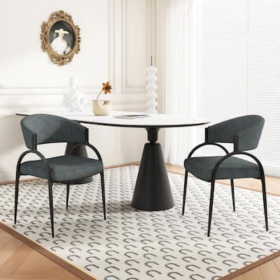 Naci Modern Fabric Dining Chairs With Curved Backrest by Christopher Knight Home