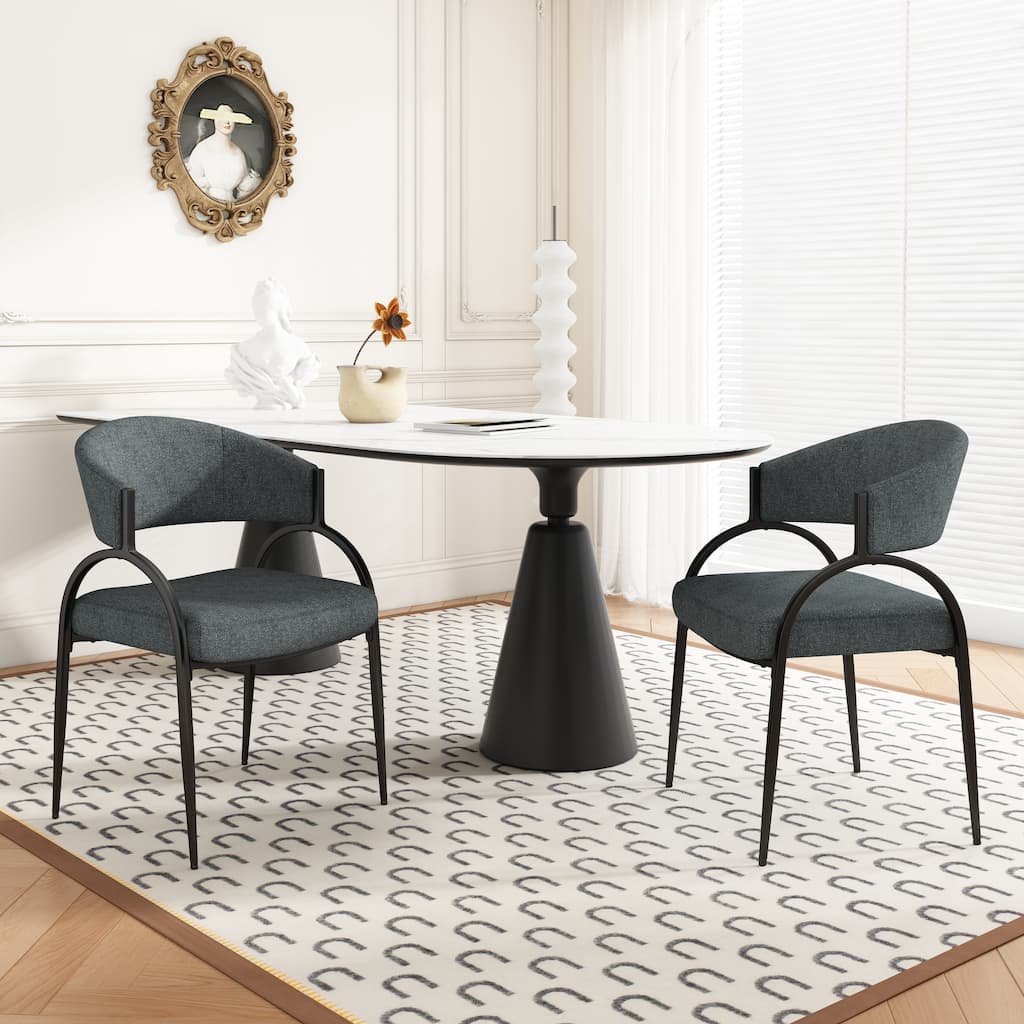 Naci Modern Fabric Dining Chairs With Curved Backrest by Christopher Knight Home