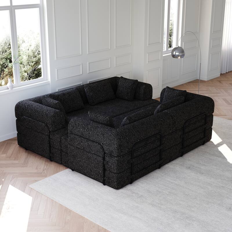 Anmytek Modern Chenille Convertible Sleeper Sofa 78.7" - 2PCS Folding Floor Couch