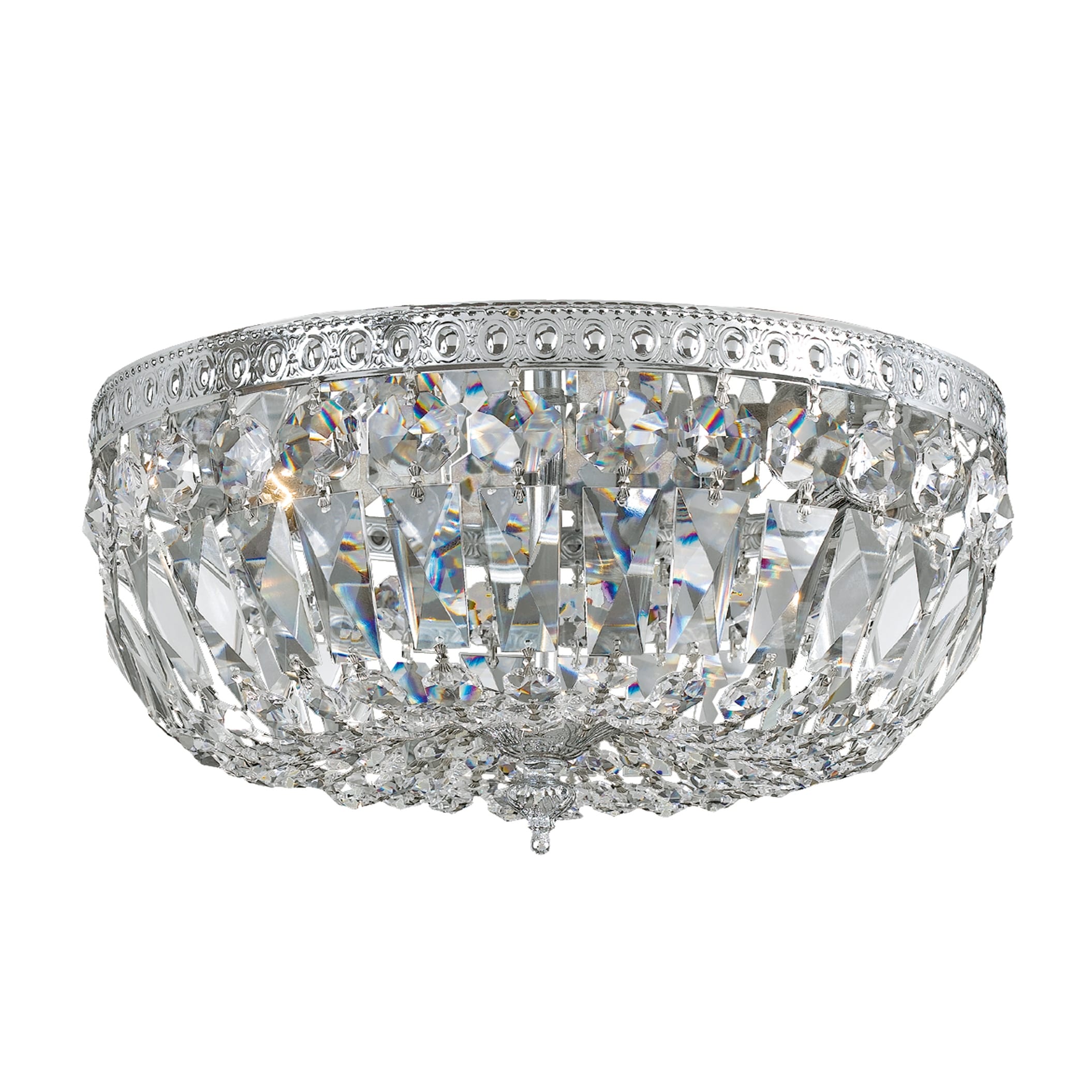 Crystorama 3 Light Clear Hand Cut Chrome Ceiling Mount - 12'' W x 7'' H