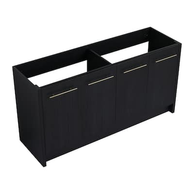 Modern 60 Inch Freestanding Bathroom Vanity Base without Sink, Bathroom Cabinet with Soft-Close Doors