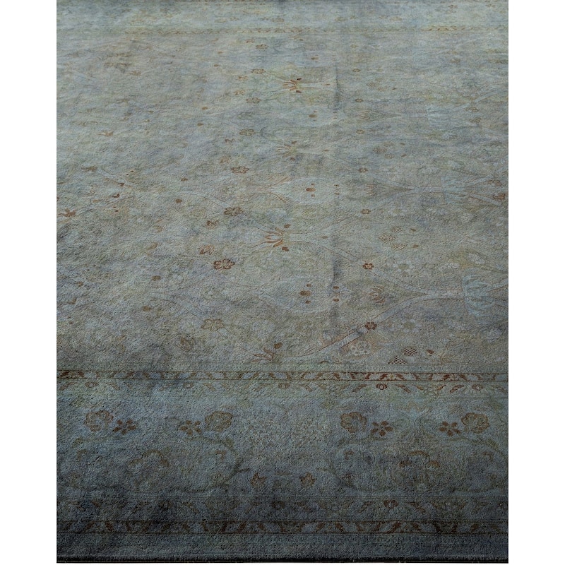 Overton Hand Knotted Wool Vintage Inspired Modern Contemporary Overdyed Gray Area Rug - 8' 3" x 13' 10"