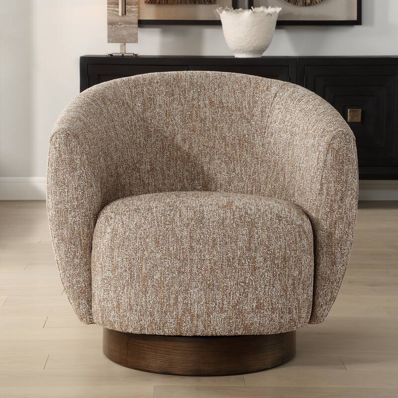Solid Dunes Barrel Back Swivel Chair - 33" - Brown