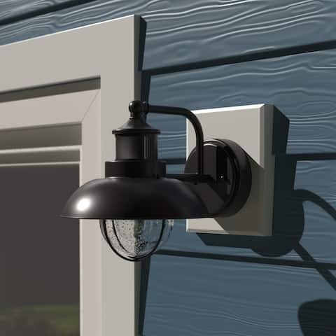 Harwich Black Motion Sensor Dusk to Dawn Coastal Outdoor Wall Light - 8.25-in W x 9-in H x 11-in D
