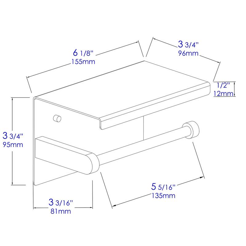 ALFI brand ABTPC66-W White Matte Stainless Steel Toilet Paper Holder with Shelf
