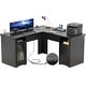 preview thumbnail 9 of 70, Modern Farmhouse L-Shape Desk with File Cabinet and Drawers, Homer Office Executive Desk with Charge Station