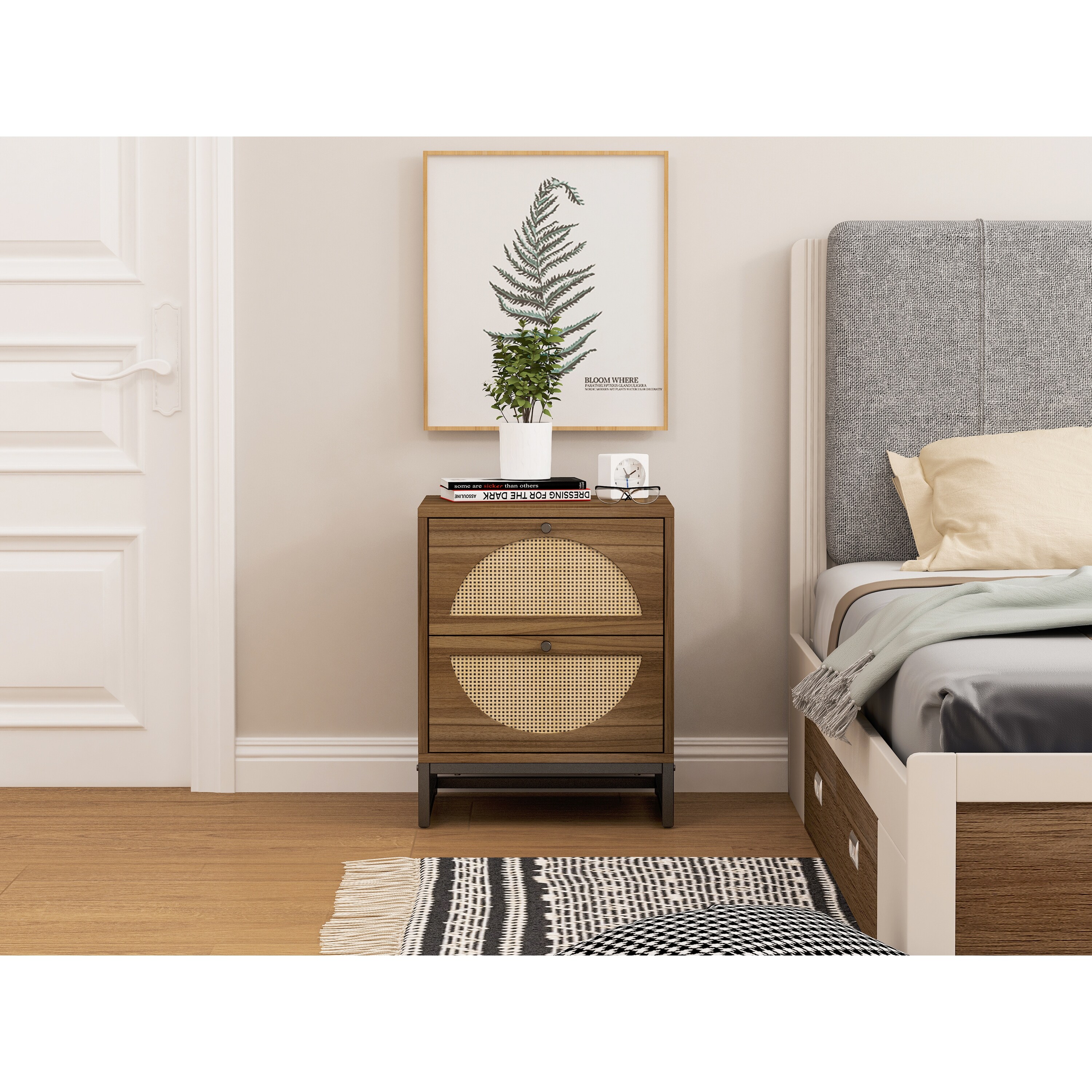 Natural wood nightstand store set of 2